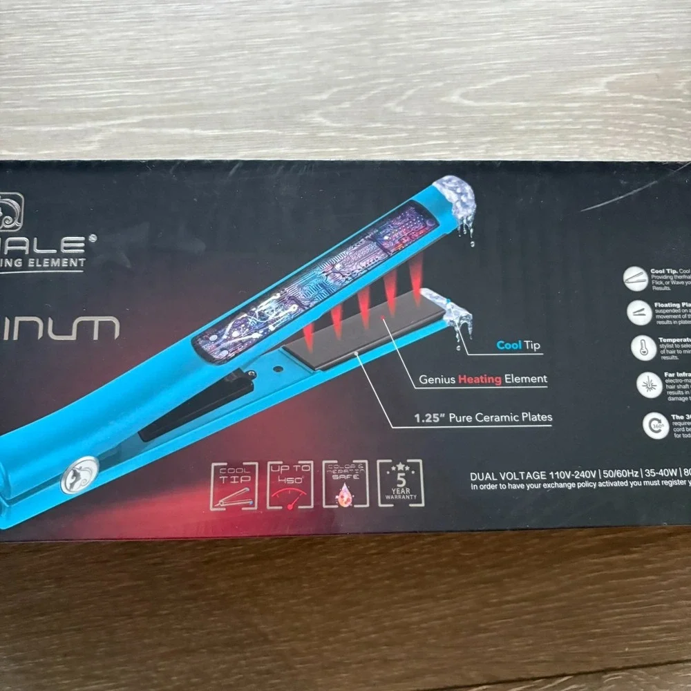 Royal Baby Blue Platinum Genius Heating Element Hair Straightener Ceramic Plates